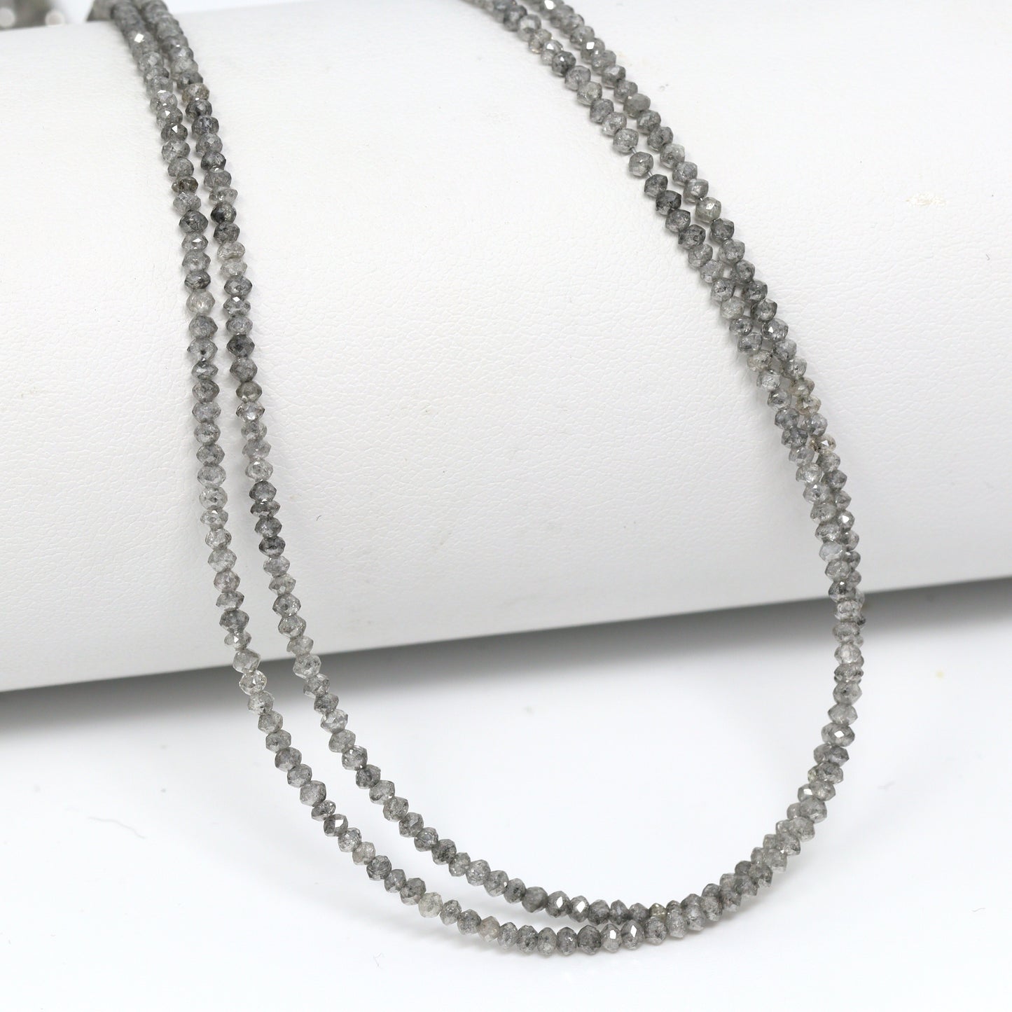 Gray Diamond 2mm Hand Faceted Rondelles Bead Strand
