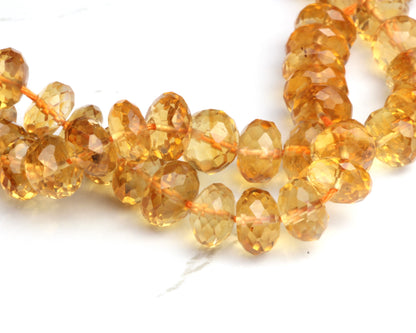 Yellow Orange Citrine 6mm Faceted Rondelles