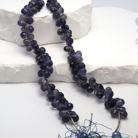 Blue Iolite 8x5mm Faceted Teardrop Briolettes