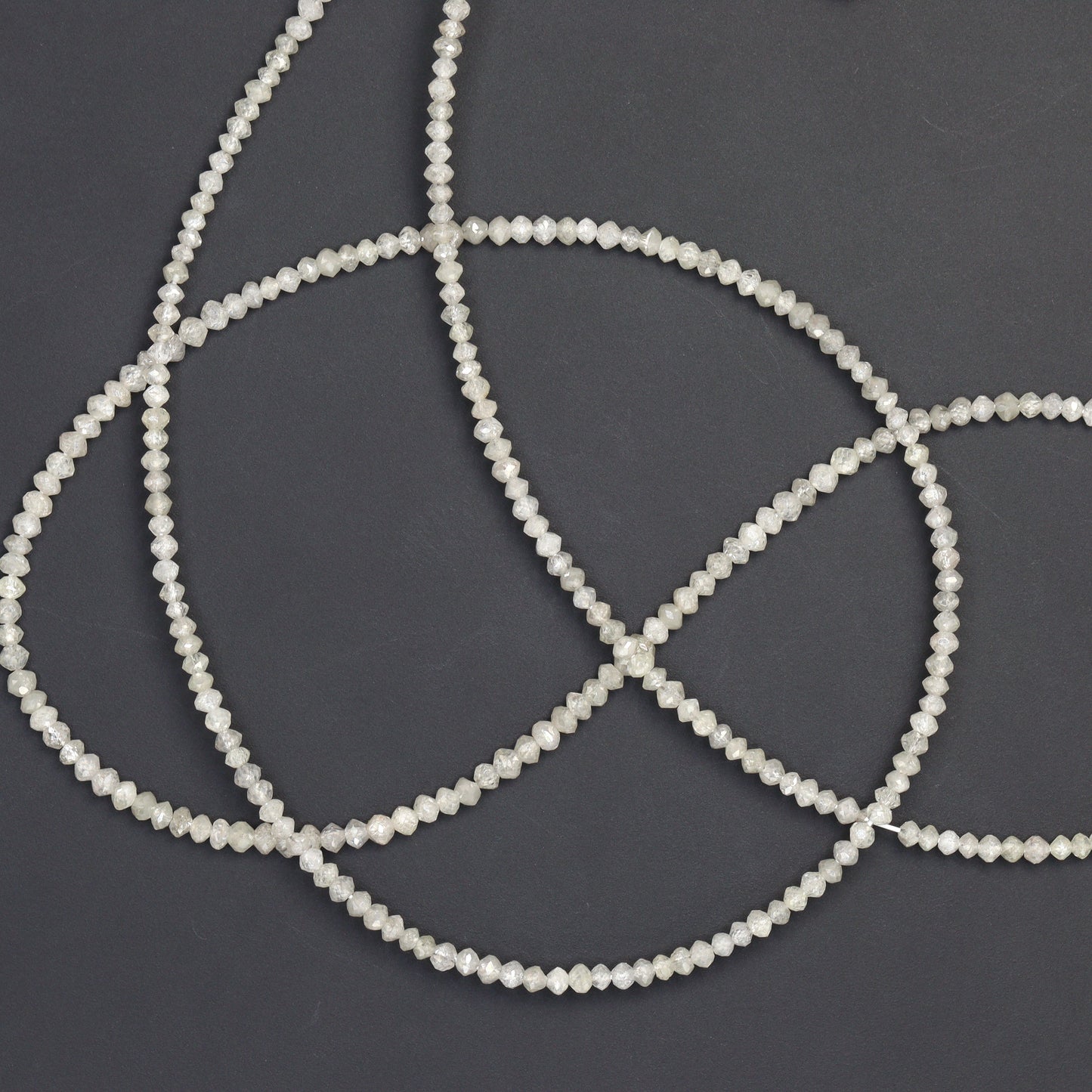 Gray Diamond 2mm - 2.2mm Hand Faceted Rondelles Bead Strand