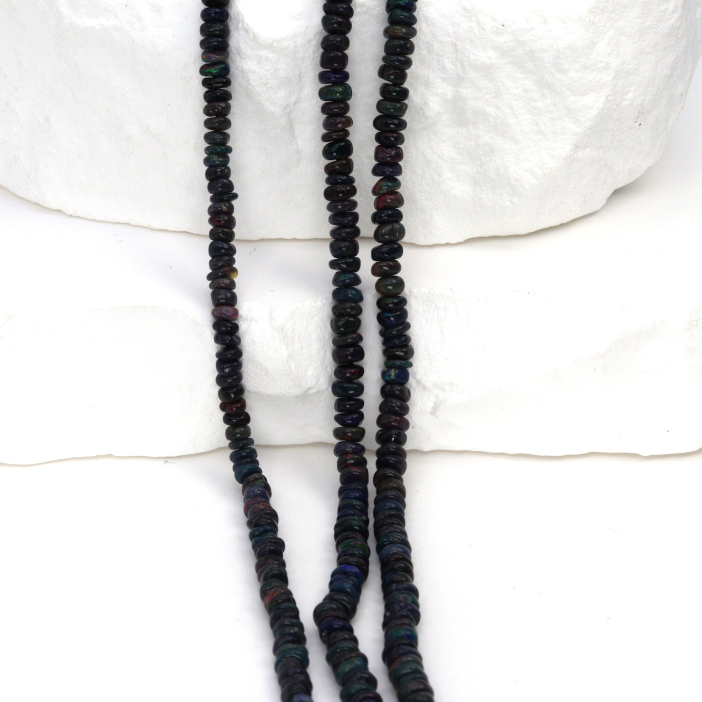 Black Ethiopian Opal 3mm Smooth Rondelles