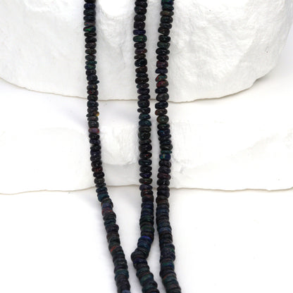 Black Ethiopian Opal 3mm Smooth Rondelles