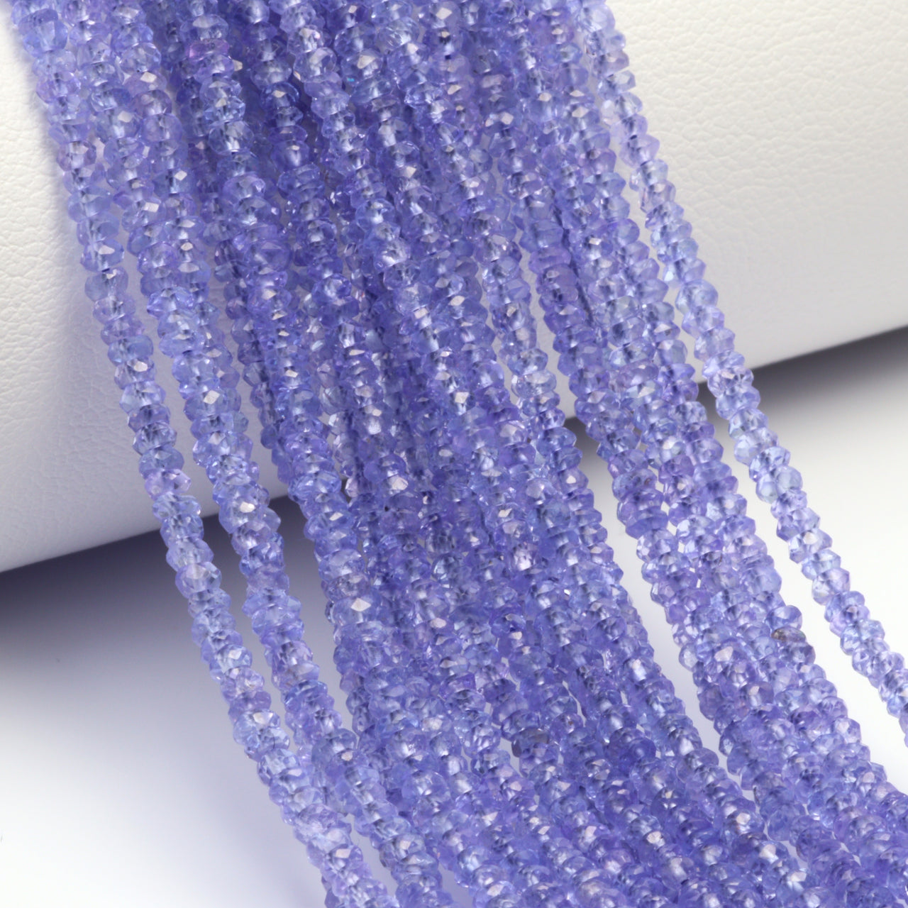 Blue Tanzanite 2.5mm Hand Faceted Rondelles Bead Strand