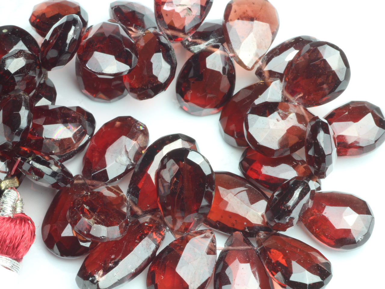 Red Garnet 11x7mm Faceted Pear Shaped Briolettes