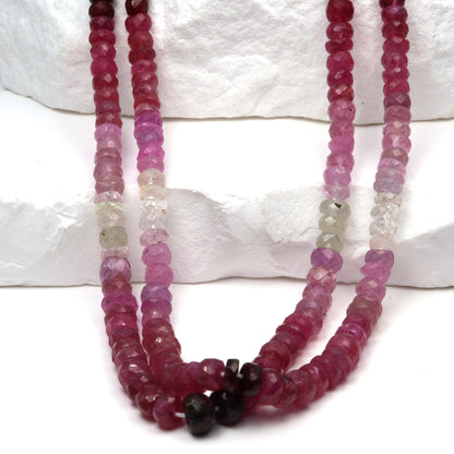 Ombre Red and Pink Ruby 4mm Faceted Rondelles