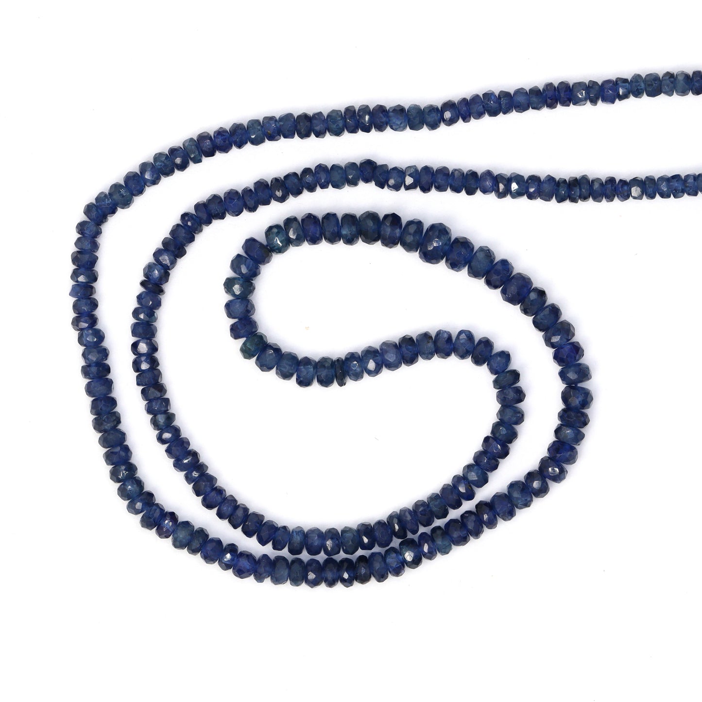 Royal Blue Sapphire 2.5mm - 4mm Hand Faceted Rondelles Bead Strand