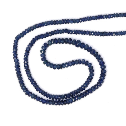 Royal Blue Sapphire 2.5mm - 4mm Hand Faceted Rondelles Bead Strand