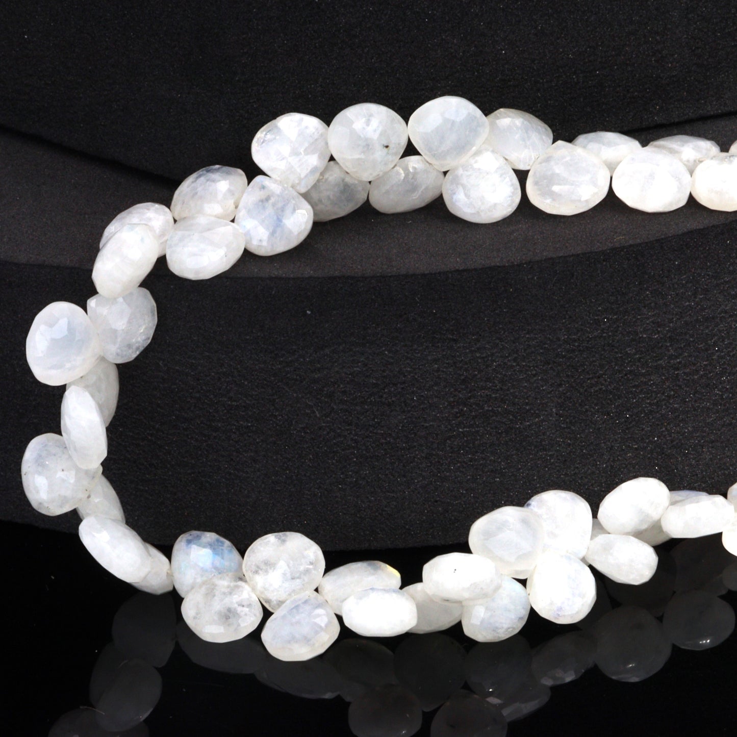 Blue Rainbow Moonstone 8mm Faceted Heart Shaped Briolettes