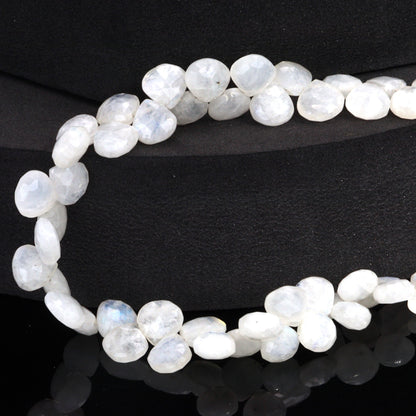 Blue Rainbow Moonstone 8mm Faceted Heart Shaped Briolettes