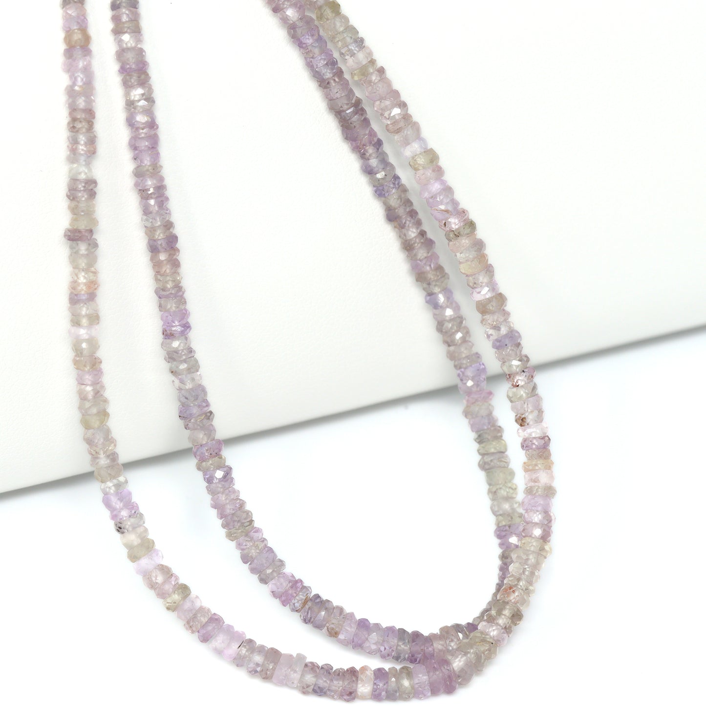 Purple Sapphire 3mm – 4mm Hand Faceted Rondelles Bead Strand
