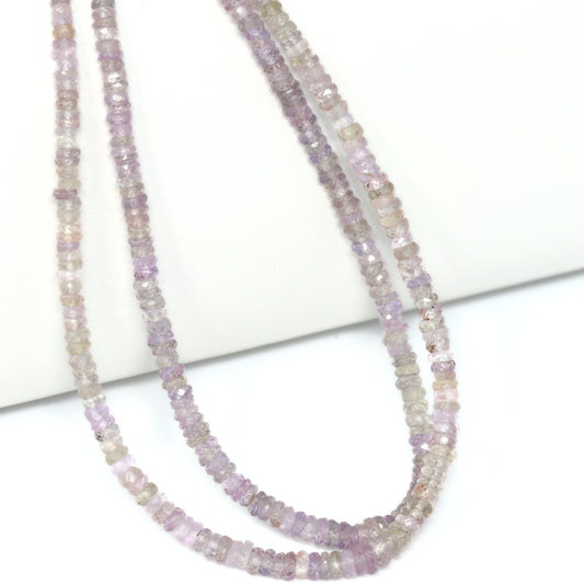Purple Sapphire 3mm – 4mm Hand Faceted Rondelles Bead Strand