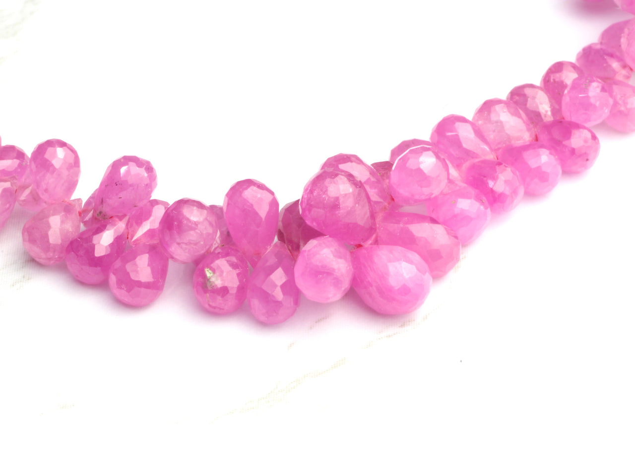 Pink Sapphire 5x3mm - 6x4mm Faceted Teardrop Briolettes Bead Strand