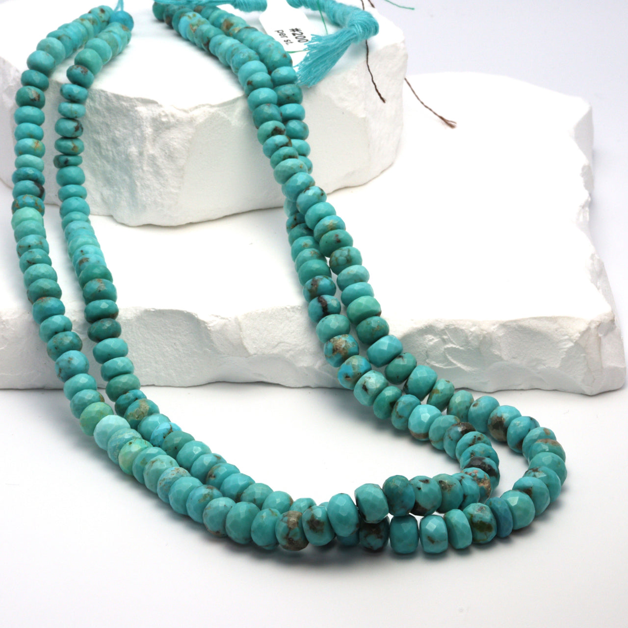 Natural Light Blue Turquoise 5mm - 7mm Faceted Rondelles Bead Strand