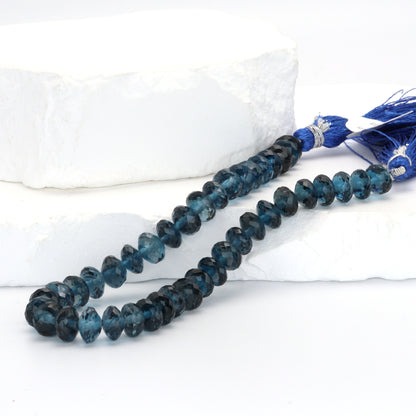London Blue Topaz 7mm Faceted Rondelles Bead Strand