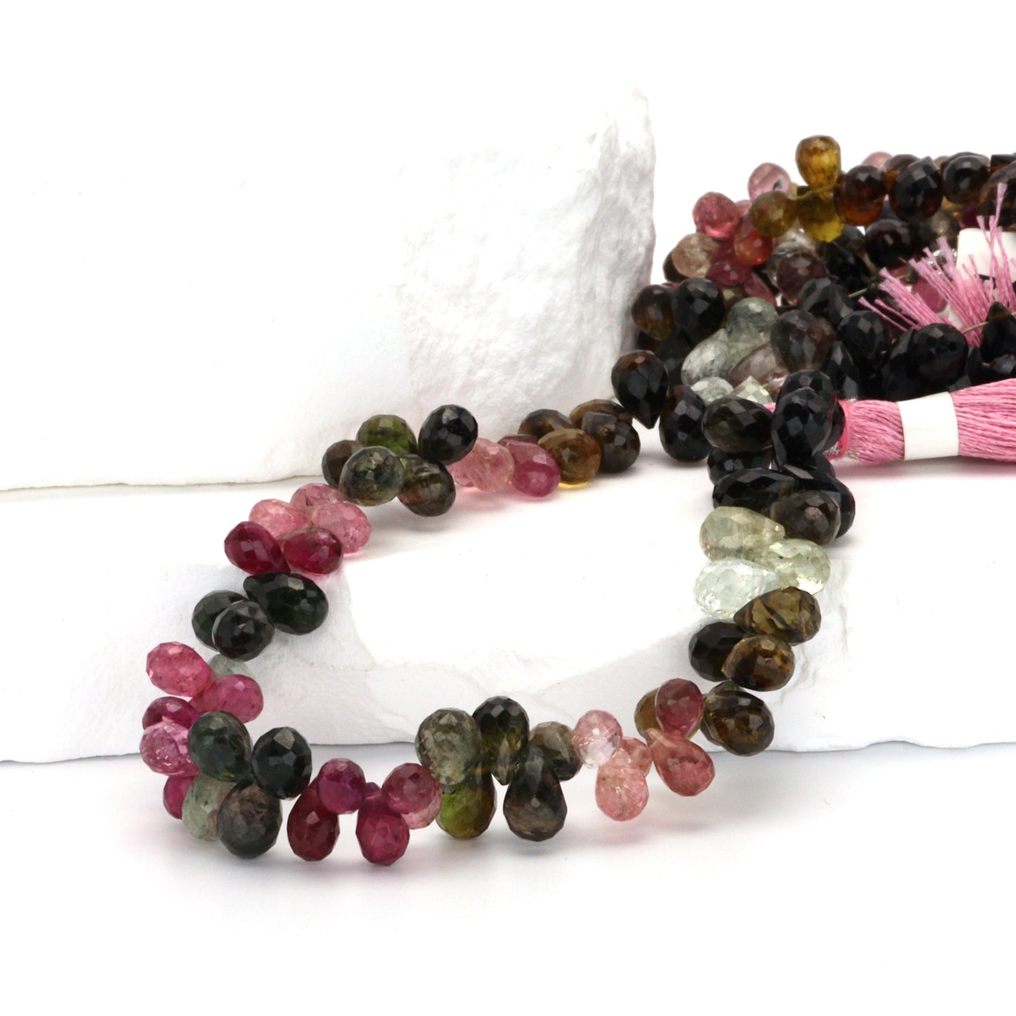 Watermelon Tourmaline 6x4mm Faceted Teardrop Briolettes