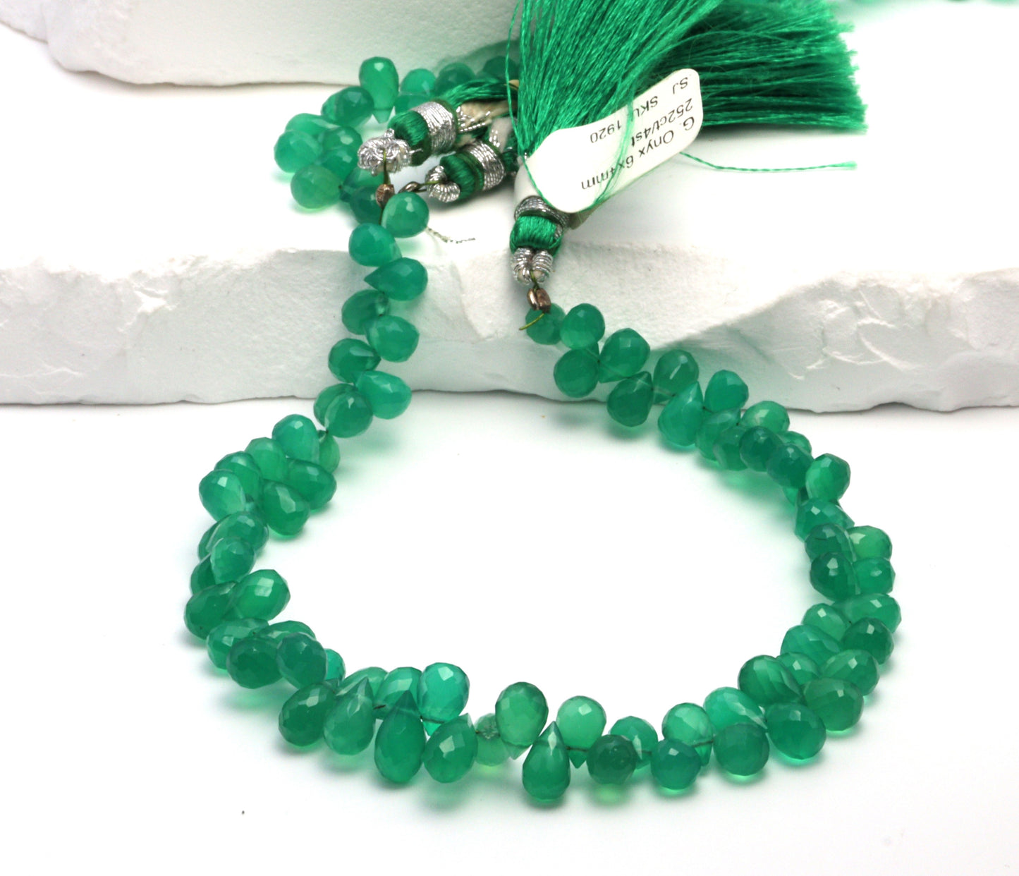 Green Onyx 6x4mm Faceted Teardrop Briolettes