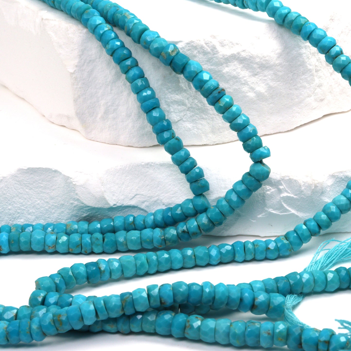 Natural Blue-Green Turquoise 4.5mm Faceted Rondelles Bead Strand