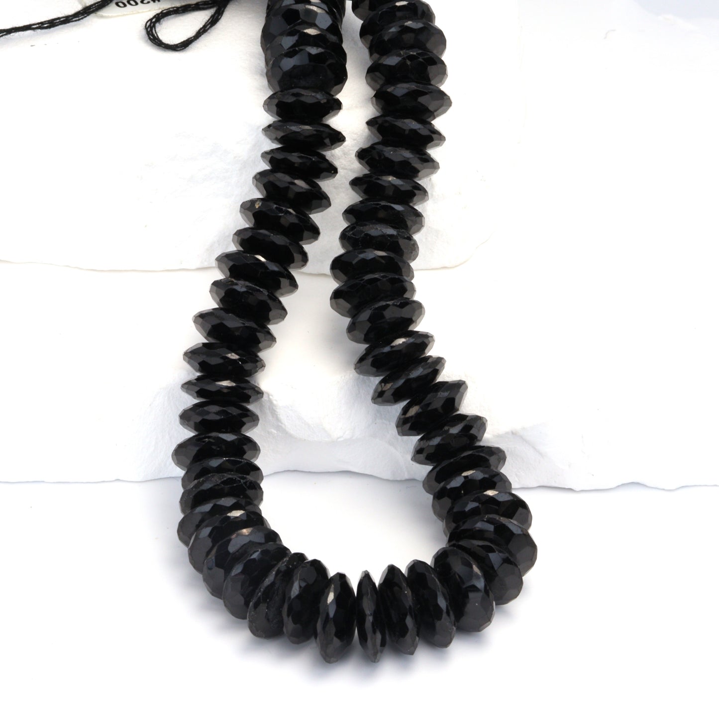 Black Spinel 12mm German Cut Faceted Rondelles