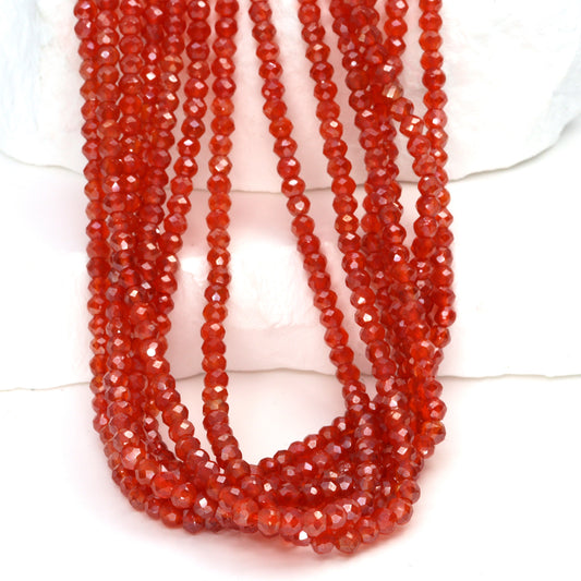 Coated Orange Carnelian 3mm Faceted Rondelles Bead Strand