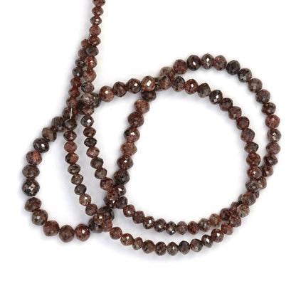 Brown Diamond 3mm - 4.5mm Hand Faceted Rondelles Bead Strand
