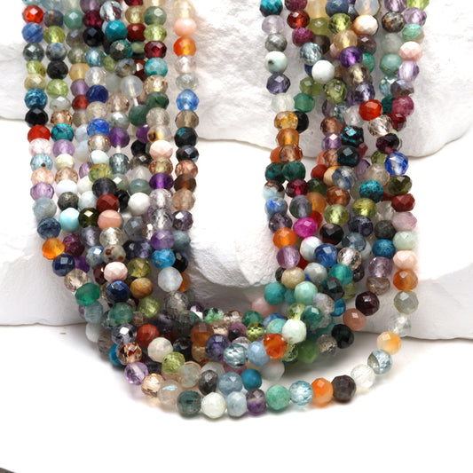 Rainbow Multi Semi Precious 3.5mm Faceted Rounds