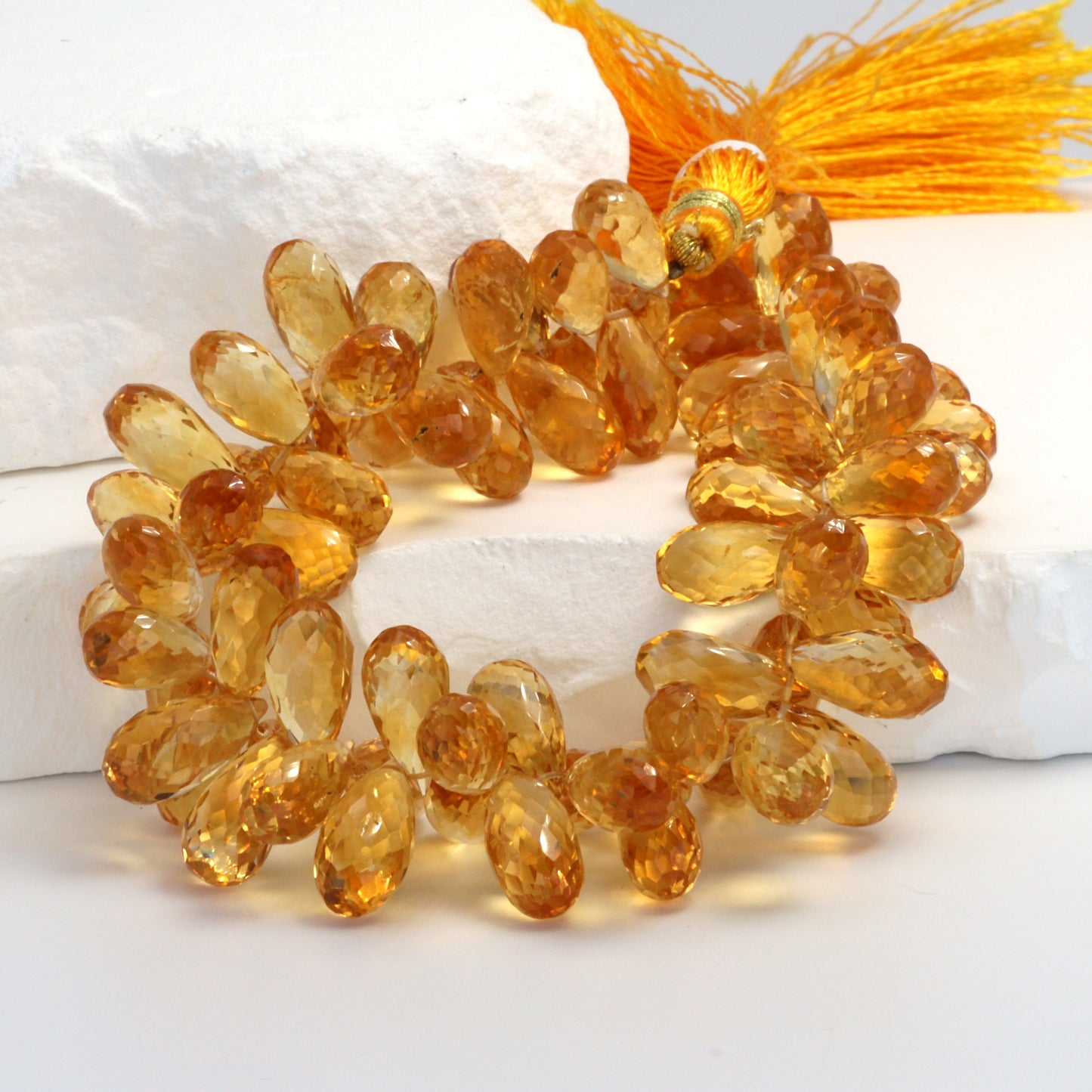 Yellow Citrine 12x6mm Faceted Teardrop Briolettes