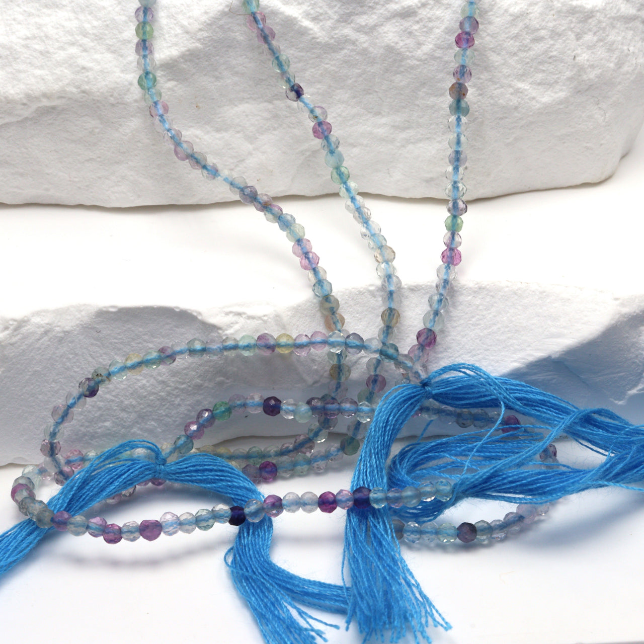 Blue Fluorite 2mm Faceted Rounds Bead Strand