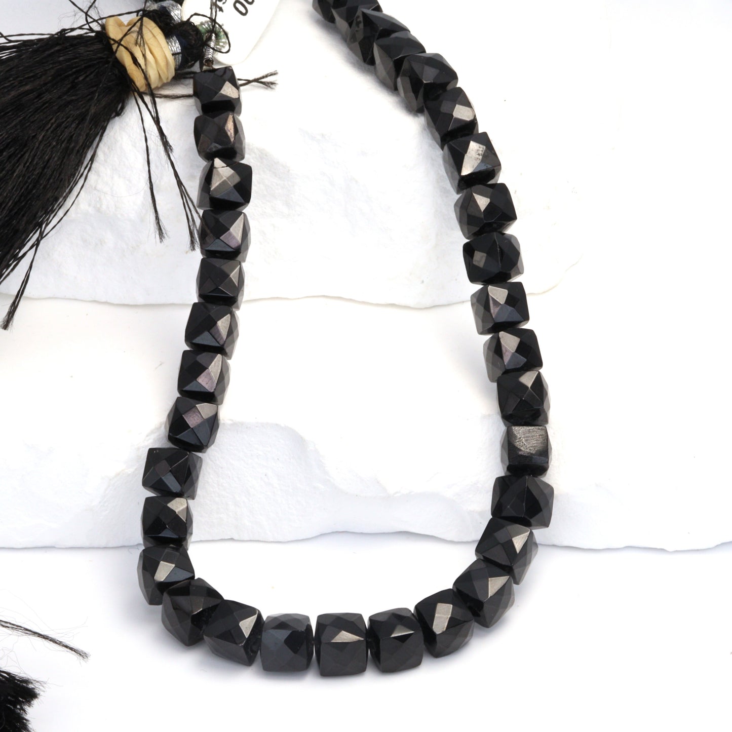 Black Spinel 6mm Faceted Cubes