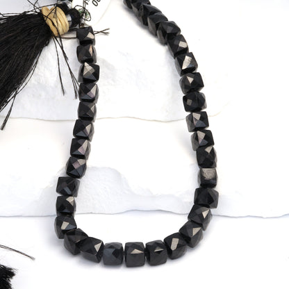 Black Spinel 6mm Faceted Cubes