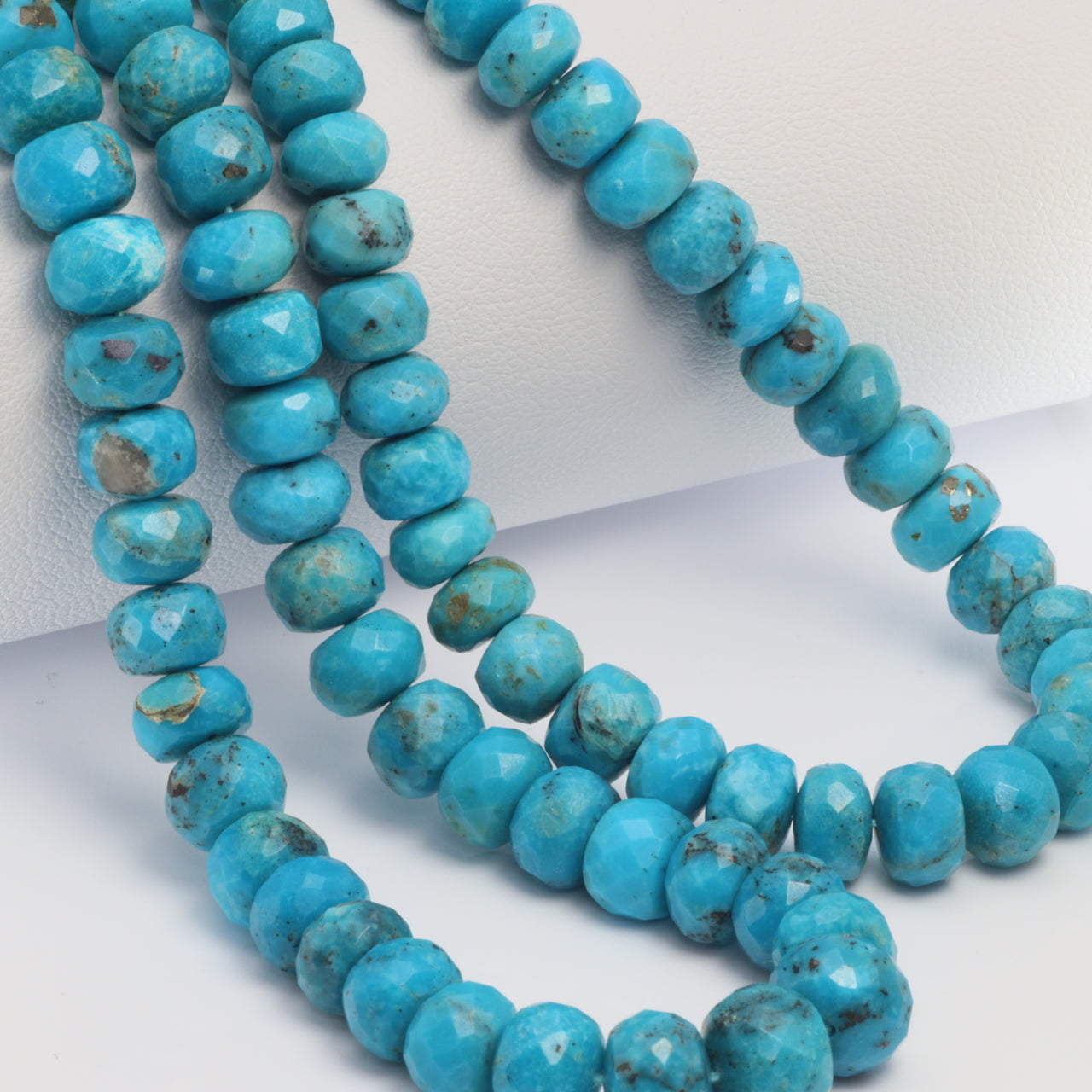 Natural Blue Turquoise 6mm Faceted Rondelles