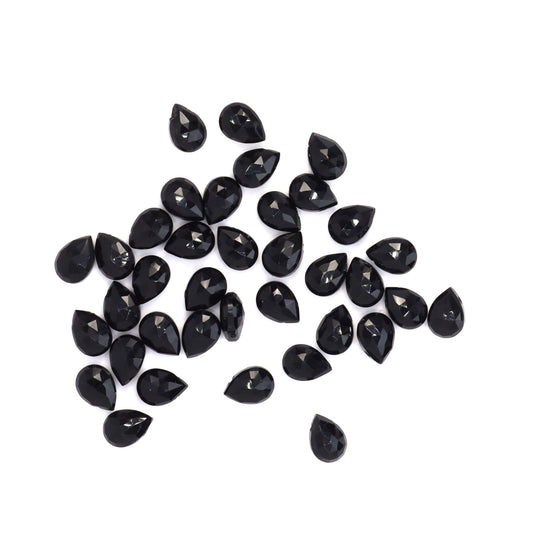 Black Onyx 7x5mm Faceted Pear Shaped Briolettes Loose Beads