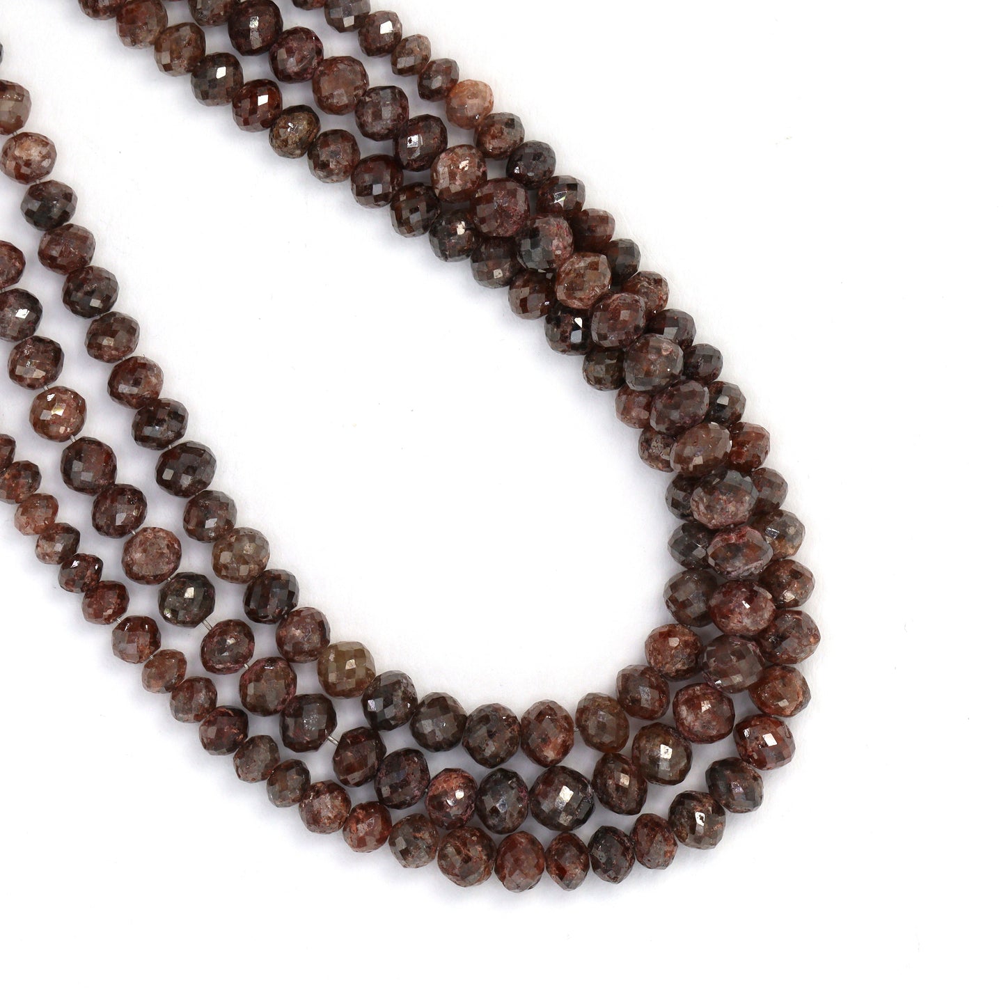 Brown Diamond 3mm - 4.5mm Hand Faceted Rondelles Bead Strand