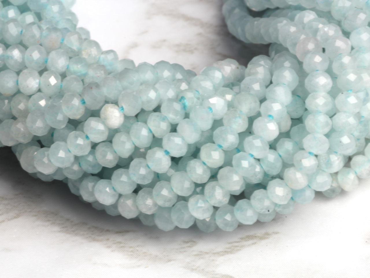 Blue Milky Aquamarine 2.5mm Faceted Rondelles