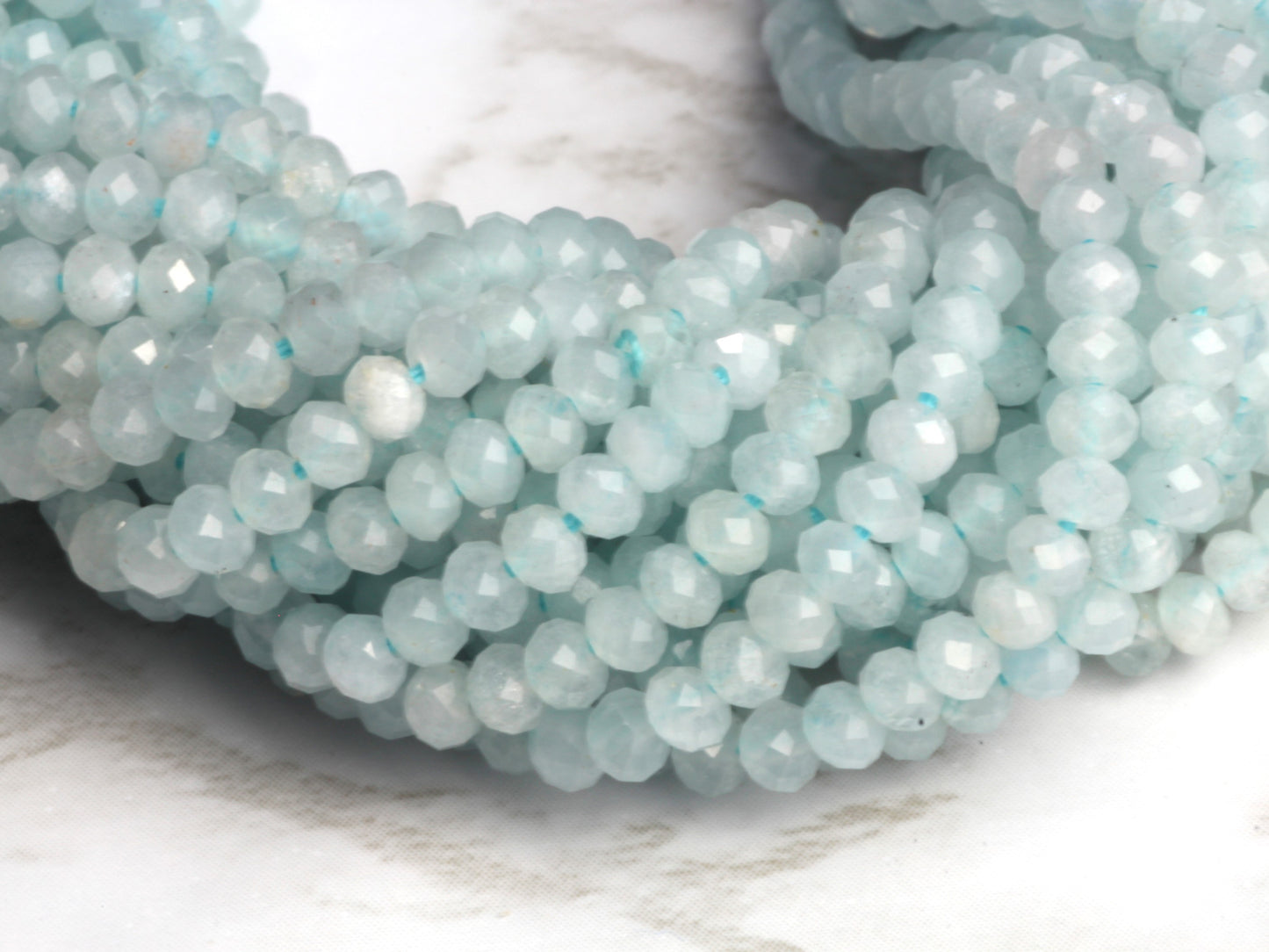 Blue Milky Aquamarine 2.5mm Faceted Rondelles