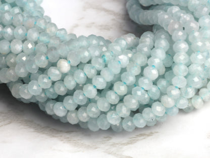 Blue Milky Aquamarine 2.5mm Faceted Rondelles