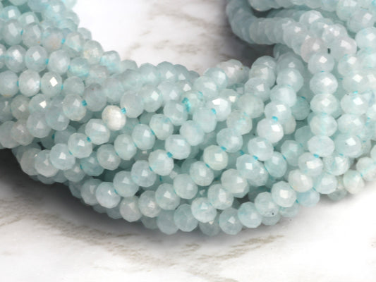 Blue Milky Aquamarine 2.5mm Faceted Rondelles