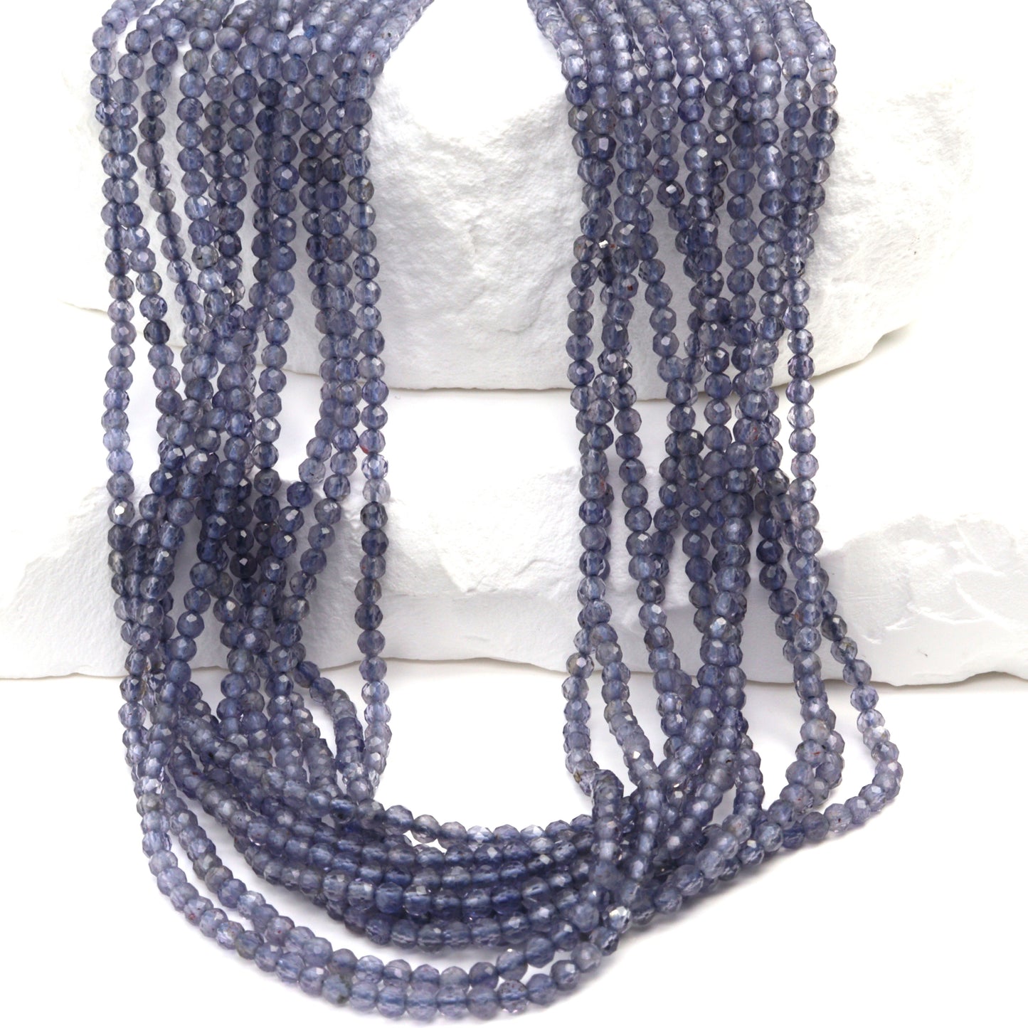 Iolite 2mm Faceted Rounds Bead Strand