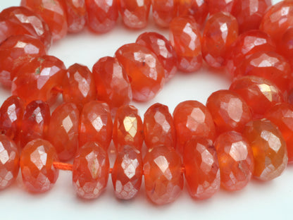 Coated Orange Carnelian 7mm Faceted Rondelles