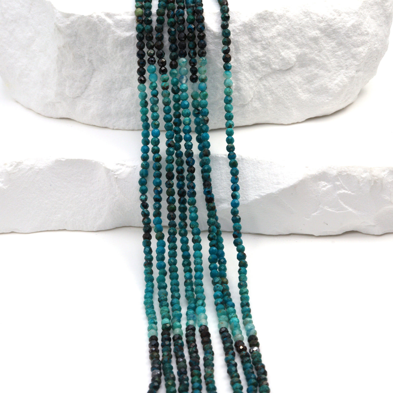 Ombre Chrysocolla 2mm Faceted Rounds Bead Strand