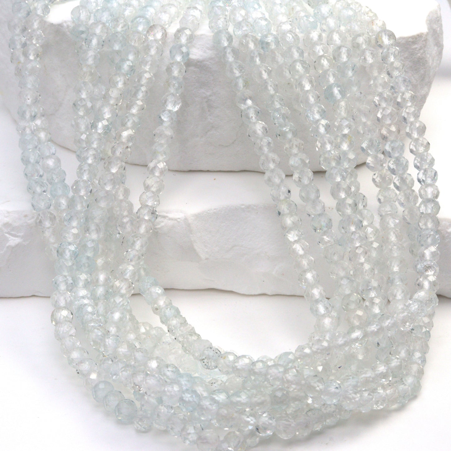 White Topaz 4mm Faceted Rondelles Bead Strand
