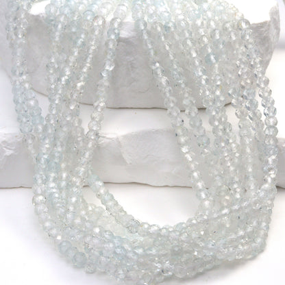 White Topaz 4mm Faceted Rondelles Bead Strand