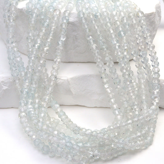 White Topaz 4mm Faceted Rondelles Bead Strand