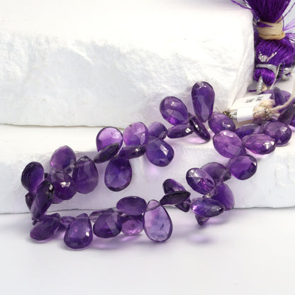 Purple Amethyst 12x7mm Faceted Pear Shaped Briolettes