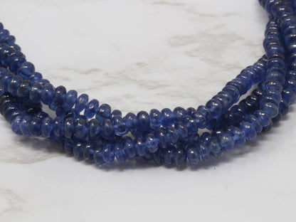 Cornflower Blue Sapphire 3mm Smooth Rondelles Bead Strand