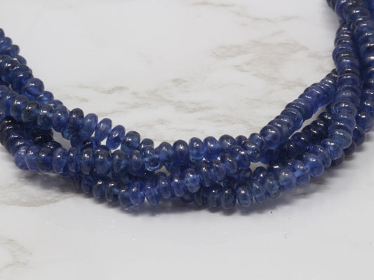 Cornflower Blue Sapphire 3mm Smooth Rondelles Bead Strand