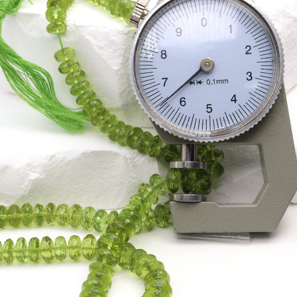 Green Peridot 6mm Faceted Rondelles Bead Strand