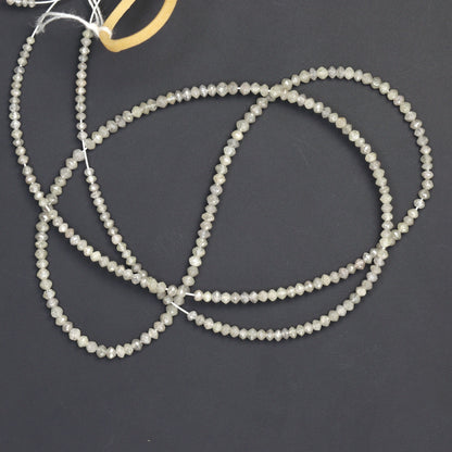 Gray Diamond 1.6mm - 2mm Faceted Rondelles Bead Strand