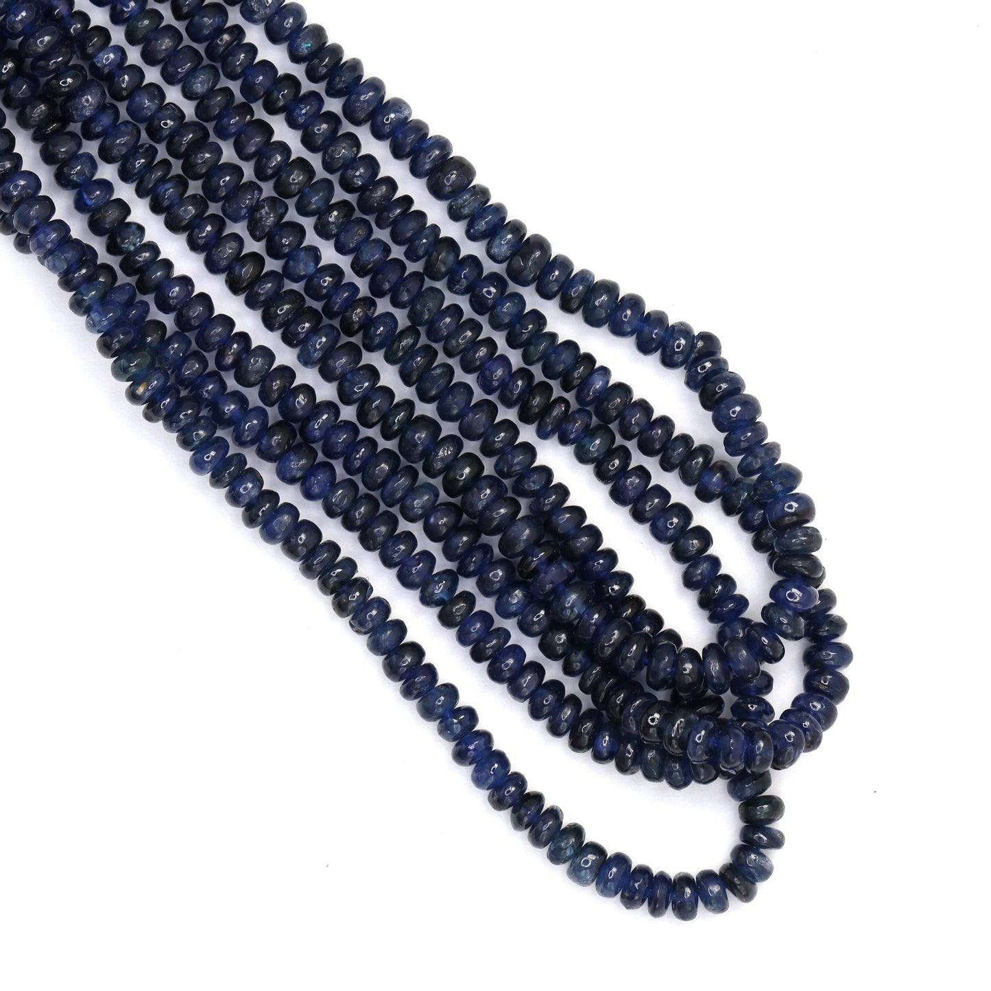 Navy Blue Sapphire 2.75mm - 3.25mm Smooth Rondelles Bead Strand