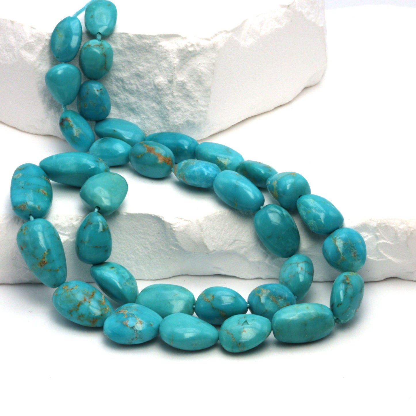 Natural Light Blue Turquoise 12x8mm Smooth Nuggets