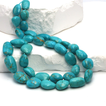 Natural Light Blue Turquoise 12x8mm Smooth Nuggets